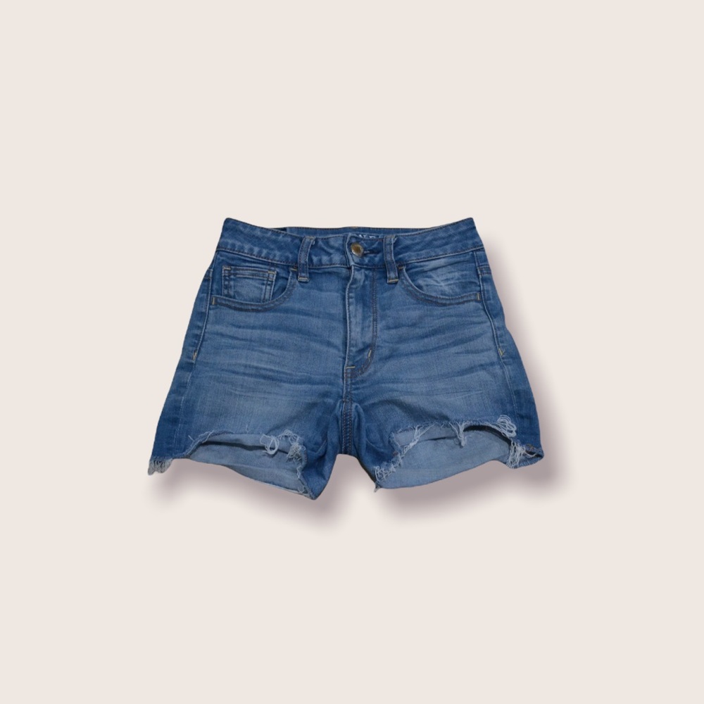 American Eagle Super Stretch Hi-Rise Shortie Denim Shorts Sz 00